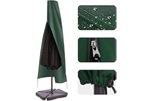 PJDH RICHIE Cubierta para sombrilla de jardín para exteriores, para sombrillas de 2,5 a 4 m de diámetro, 190 x 25 x 50 cm, impermeable, revestimiento de PVC Oxford 600D con cremallera resistente y cordón