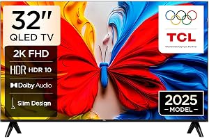 TCL 32S5K Television 32 Inch Smart TV QLED HDR 10 Google TV, Dolby Audio, Game Mode, Multiple Eye Care with Slim Design (2025 Model)