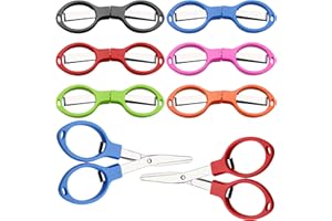 Tatuo 6 Stücke Edelstahl Schere Anti-Rost Faltschere Brillenförmige Mini Schere für Haus und Reise Verschwendung (5 Farben)