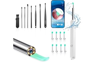 FENGBAO Otoscope Oreille, Nettoyant Oreille Otoscope, 1296P HD Kit Camera Oreille d'élimination du cérumen avec 6 lumières LED, Outil De Nettoyage D'oreille De 4,5 Mm, Adapté Aux iOS et Android (Blanc)