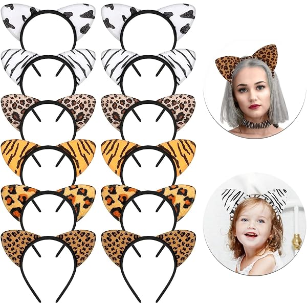 AYBUY 12 Stuks Dierenoren Haarbanden – Grappige Dierencosplay Voor Kinderen En Volwassenen – Met Kat, Hond, Luipaard, Giraf, Tijger, Olifant, Aap En Meer – Ideaal Voor Carnaval En Themafeesten