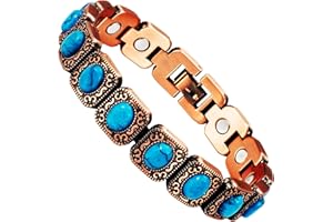YINOX Magnetisches Therapie-Arthritis-Kupferarmband für Frauen, lindert effektiv Arthritis und Handgelenkschmerzen, eingelegt mit türkischem Türkis, kombiniert Mode und Gesundheit (3500 Gauss)