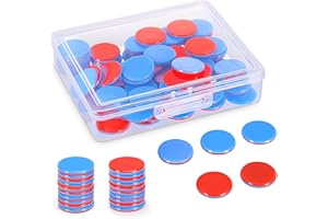 TIUSIXSY 100 piezas reversibles de plástico rojo y azul, fichas aritméticas para escuela primaria, con caja de almacenamiento, para manos de niños, tareas aritméticas de escuela primaria