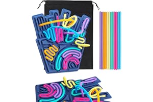 JurciCat Zestaw Do Aktywności Sensorycznych Torbą Podróżną 12 Przewodami Akcesoriów Tablica Sensoryczna Wykonana Silikonu Dwustronna Zabawka Dla Dzieci Od 3 Latdorosłych Gra Aktywna (granatowy)