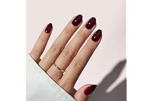 ‎BTARTBOX BTArtbox Press On Nails Short - Dunkelrot Press On Nails, Kurze Ovale Fake Nail Mit Nagelkleber, Perfectly & Natural Reusable Nägel Zum Aufkleben in 16 Größen Gel Nägel Set, Coffee Bean