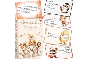 ‎HONGMA Hongma Affirmationskarten für Kinder Schule 26pcs Mutmachkarten Selbstbewusstsein Stärken Kleine Gefühlskarten mit Affirmationen Achtsamkeit Karten Motivationskarten Geschenk für Mäppchen Brotdose