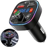 Bluetooth Car FM Transmitter, Bluetooth 5.0 Car Accessories | Radio Adapter, Compatibility with 2 USB + Type C, Hands-Free Ca
