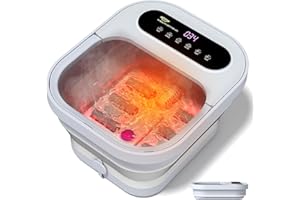 ALLJOY Bain de Pieds Massant Chauffant Pliable, Balnéothérapie Pieds avec 24 Niveaux de Température (35-48°C), 6 Rouleaux, Bulles,Infrarouge et Pierre Ponce, Thalasso Pieds pour Soulagement et Détente
