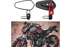 BREDUXSER Rot Lenkerendenspiegel Motorrad 7/8" 22mm Lenkerspiegel Rückspiegel Seitenspiegel Spiegel Universal für Street Bike Moped Roller Scooter Quad Z650 Z750 Z900 CB125 CB650 MT07 MT09 MT10