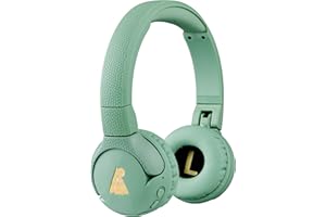 POGS Słuchawki Bluetooth dla dzieci, The Gecko, składane, wytrzymałe, od 3 r. ż., z regulacją głośności, mikrofonem, ogranicznikiem 85 dB, funkcją udostępniania muzyki, zielone, bezprzewodowe