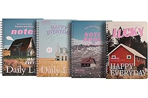 FNLLC Spiral Notizbuch A5-Ringbuch Notizblock-liniert Tagebuch-Hardcover Notizbuch-Wasserdichtigkeit der Abdeckung - Leicht zu Tragen - 160 Seiten - 4 Stück