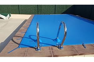 INTERNATIONAL COVER POOL Cubierta de Invierno para Piscina 8 x 5m más 15 cm por Cada Lado para Anclaje (8,3 x 5,3m) de Color Azul (Exterior) / Negro (Interior) + Saco de Almacenaje de Regalo