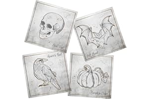 Folat 23890 Serwetki dekoracyjne Creepy Curiosities-33 x 33 cm-20 sztuk przerażające horrory dekoracja dekoracja nawiedzony dom i impreza Halloween, kolor biały