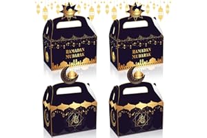 Capgoost 12pcs Aïd Mubarak Boîtes à Cadeaux Gâteries, Boite Gateau Eid Mubarak, Ramadan Boîtes à Bonbons avec Poignée, Islamique Boîtes Gâteaux Fête Bonbons Friandises Aïd Al-Fitr Présents Coffrets