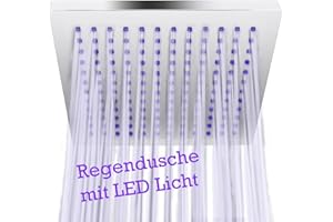 LED Regenbrause Regenduschkopf Duschkopf Farbwechsel Eckig Chrom Sanlingo
