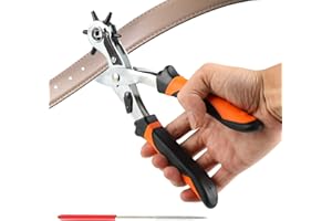 ATLIBERSWO Szczypce do otworów do skóry – szczypce do otworów w pasie z 6 dziurkami – z przełożeniem dźwigni – odpowiednie do pasków i zegarków