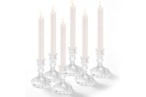 Ljusstake glas, 6 stycken klara ljushållare för stavljus (Ø 2,2 cm), 10 cm hög ljushållare för ljus, för bröllop, fest, jul