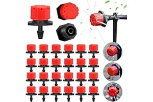 EBANKU 400 Piezas Goteros de Riego Ajustables con Micro Gota, 1/4 Inch Micro Aspersores de Riego AutomáTico, JardineríA Flujo de Cabeza de Goteo (Rojo)