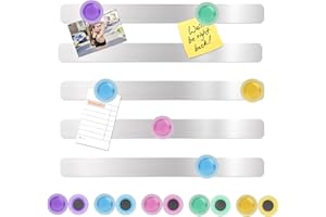 SZSIQI 5 Pezzi Lavagna Magnetica Adesiva da Parete, Strisce Magnetiche Adesive in Acciaio Inox per Cucina Ufficio Frigorifero Calendario Parete Fotografica, con 10 Pulsanti Magnetici