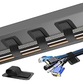 Under Desk Cable Management, 【Holds 15 Cables】【Ultra Adhesion】 Hook and Loop Cable Strap, Adjustable Long Cable Tie, Reusable