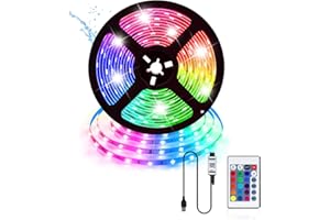 vinmooog Striscia LED 5M Striscia LED TV strisce LEDluci LED camera da letto,led rgb 5050USB conTelecomando a 25Tasti Colorati Dimmerabile per Interni,Camera da Letto,Decorazioni,TV Retroilluminazione