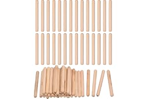 QUARKZMAN 60 stycken träpluggar 6 x 60 mm (0,24 x 2,36) räfflade fasade ändar trä pluggstift torkat lövträ för träbearbetning möbelhylla