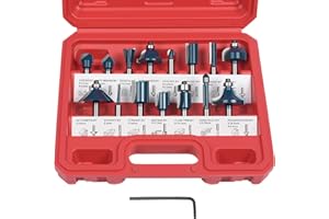 flintronic Fresas Set, 15 PCS Cortadores Caja de plastico de Diámetro de Caña Herramienta de Fresado | Kit de Herramientas de Carpintería con Caja de Madera para el Hogar y Bricolaje(6.35mm)
