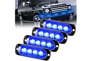 Sidaqi 4-LED lampeggiante blu polizia 12-24V ultra sottili LED emergenza Luci stroboscopiche di per auto, camion, camper, camper, moto (confezione da 4)