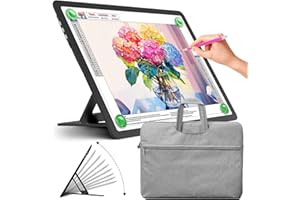 Zocelight wiederaufladbares A4 Leuchttisch mit integriertem Ständer & Tasche, Superheller magnetischer light box mit physischen Tasten,Lichtkasten für diamond painting, Leuchtplatte für Skizzieren