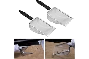 WANAONE Sabbia per rettili in acciaio inox, 2 pezzi, universale, a rete fine, per rettili, in metallo, per lettiera e pulizia angolare, pala, per biancheria da letto con sabbia