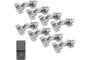 LOOTICH 110 Degré Plein Recouvrante 35mm Soft Close Charnieres avec Amortisseur Hydraulique Fermeture Automatique Charnière pour Armoires de Porte Cuisine 8 Pcs