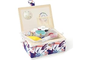 NOTIONSLAND Sewing Basket for Home - Medium-Sized Storage Box with Accessories, Gift for Christmas, Thanksgiving, Mother's Day (Colourful Geometric)