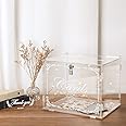 Benjia Acrylic Wedding Card Box Money Post Gift Box Holder, Clear Card Box Large Letter Envelope Boxes with Lock and Slot for Reception Anniversary Birthday Party Baby Shower (transparent)