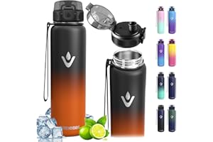 VIKASTAR Vikaster Borraccia Termica, 500ml Senza BPA, Thermos per Bevande Calde, Senza Perdite, Borraccia Bambini, Acciaio Inox, Borraccia per Adulto, Scuola, Palestra, Ciclismo