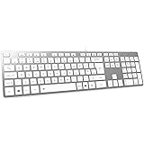 B.FRIENDIT Slim USB Wired Keyboard, Soft Touch and Quiet Key for PC, Laptop and Computer, Full Size QWERTY UK Layout - Silver