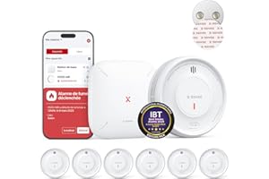 X-Sense Détecteur de Fumée Connecté avec Station de Base SBS50 avec Pad Adhésif Magnétique, Alarme Incendie Intelligent avec Durée de Vie de 10 Ans et Batterie Remplaçable, Fonction APP, XS0D-MR61