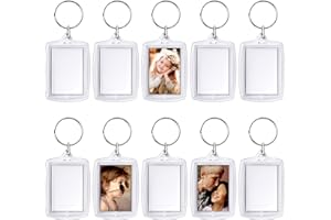 HXC Blank Keyrings for Photos 10 Pcs, Photo Keyring Double Sided Clear Acrylic Photo Keychains Plastic Key Ring with Split Ring Personalised for DIY Crafting Gift for Men Women