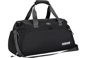 Benxdara Sports Gym Bag Travel Duffel Bag with Shoes Compartment, Large Overnight Holdall Weekend Bag with Wet Pocket for Men Women, Waterproof Hospital Bag Cabin Bag for Gym Travel Swimming, Black