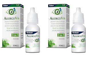 OMISAN Allergovis 3 in 1 - Lenisce, rinfresca, idrata occhi irritati. Collirio con estratti naturali di Elicriso - Bipack 2x15 ml