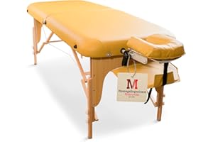 MASSUNDA Comfort Deluxe - Table de Massage Pliante et réglable en Hauteur, Table de Massage Pliable en Bois Massif, Repose-Bras, Coussin de Soutien de Nuque, têtière Ergonomique