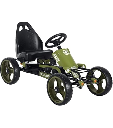 HOMCOM skelter, kindervoertuig met pedaal, outdoor, stevig en veilig, groen, zwart