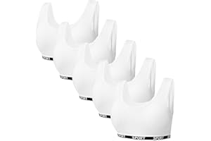 Bysion 5er-Pack Mädchen Sport BHS Teens U-förmiger Rücken Unterwäsche mit Abnehmbar Gepolsterte Bralette Top Bustier für 8-15 Jahre Kinder
