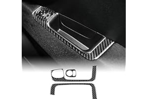 KUNGKIC For Abarth 595 595C 695 / Fiat 500 Accessorries Carbon Fibre Interior Trim Car Window Lift Switch Frame Cover Decoration Decal Self-adhesive Auto Parts RHD (Black)