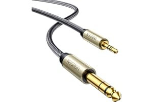 UGREEN Câble Audio Jack 3.5mm vers 6.35mm Câble Jack Stéréo Nylon Tressé Compatible avec Piano Électronique Amplificateur de Guitare Table de Mixage Ordinateur Smartphone Casque Chaîne HiFi (2M)