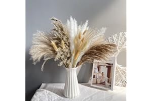 JODSEN Natural Dried Pampas Grass Bouquet, 72 Pcs Fluffy Decor Artificial Phragmites Dried Flowers, Swinging DIY Boho Plant for Floral Arrangements Decorations