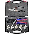 JAMPS 7-Piece Quick Change Crimping Tool Kit, Ratcheting Wire Stripper, Cable Terminal Crimper Pliers for MC4, Ferrules, Nylon, Insulated/Non-Insulated Terminals, Heat Shrink Connectors