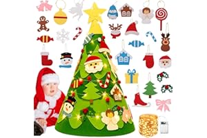 OIOYLEY Weihnachtsbaum Filz Kinder 3D, DIY Filz Weihnachtsbaum mit 29pcs Verzierungen, Weihnachtsdeko Kinder, Kinder neues Jahr Spiel handgemachte Spielzeug für Weihnachten zu Hause Parteidekor (C)