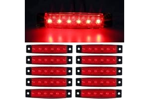 GSRECY 24V 6 LED Rouge/Blanc/Jaune/Vert/Bleu Camion Van Camion Trailer Side Marker Indicators Feux de position de cabine de camion (Rouge)