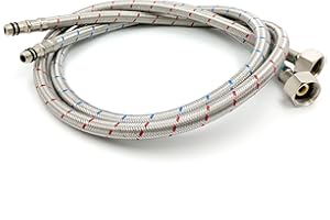 EVG Xcel Home 2x M10 x 1/2 BSP (900mm) Flexible Wasserhahn Verbinder | Küche/Basin Monobloc Wasserhahn Verbinder | 304 Edelstahl Flexi-Rohranschlüsse mit kurzen männlichen Enden