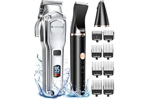 oneisall Dog Clippers & Paw Trimmer 3 in 1 Grooming Kit, Dog Clippers Professional for Thick Hair with Stainless Steel Blade, IPX7 Waterproof Cordless Pet Shaver
